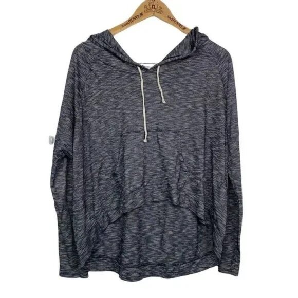 HOLLISTER WOMEN'S HIGH LOW GRAY HEATHERED CROPPED HOODIE SWEATSHIRT SIZE M/L - Picture 1 of 8